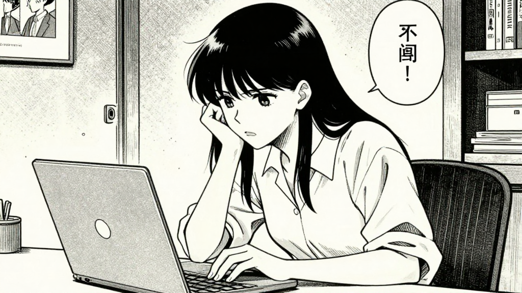 Maya opens her laptop, hesitating before clicking 'go live'.