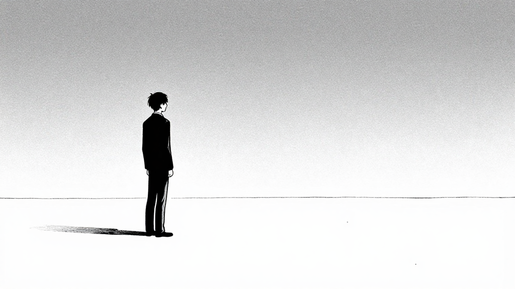 Elias stands alone, the echo space fading into stillness.