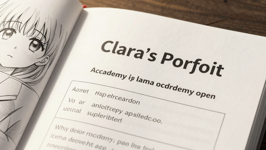 Clara’s portfolio open, revealing the academy application she never submitted.
