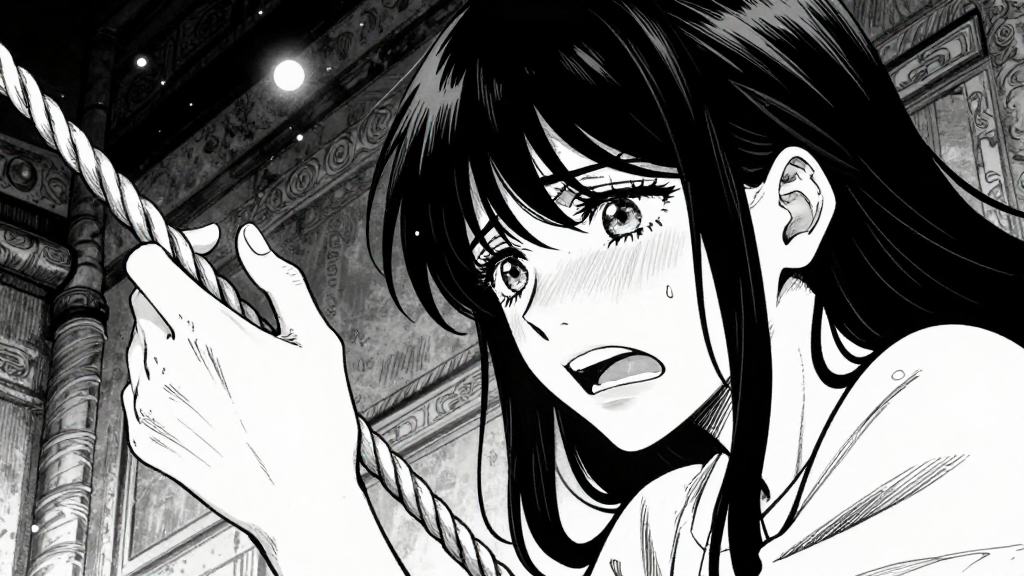 Elena touches the phantom rope, her face contorted in pain as a flood of trauma washes over her.