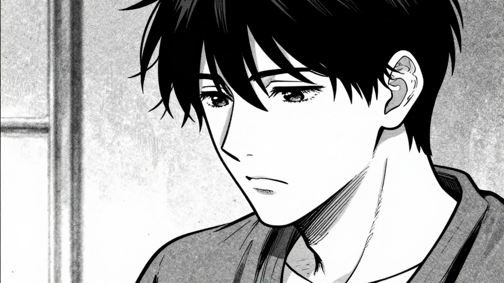 Harding stares at his scar, lost in thought.