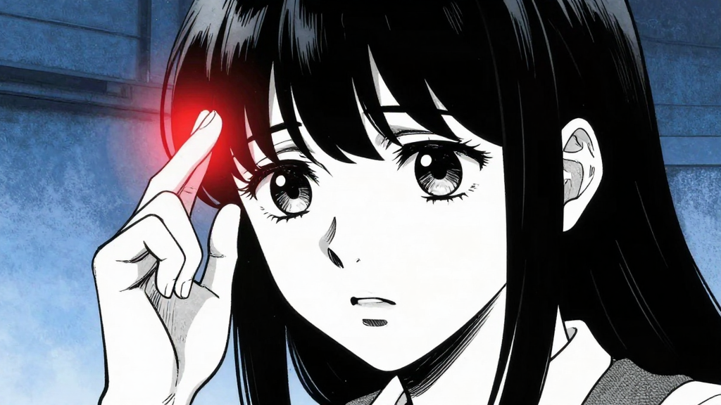 Aria touches her temple, implant pulsing with a faint red glow.