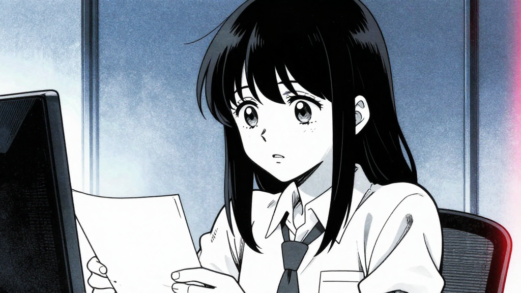 Aria scans data, eyes wide with realization and hesitation.