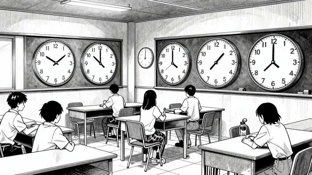 The workshop shimmers as the time loop begins, clocks ticking in reverse.