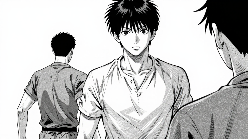 The champion steps forward, preparing for the duel.