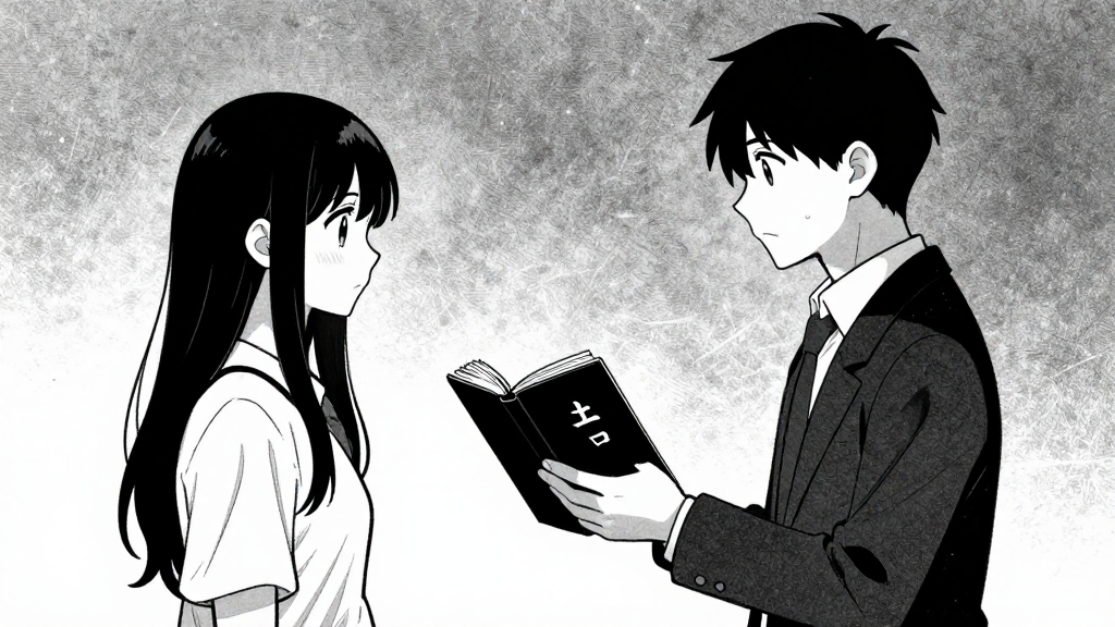 Elena and the Archivist stand face to face, the ledger between them.