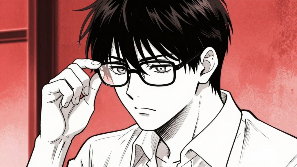 Kenjiro adjusts his glasses, conflicted.
