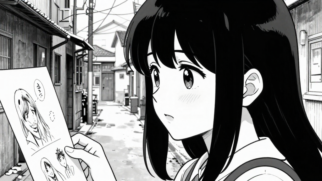 Eleanor’s face as she notices the sketches in the alley.