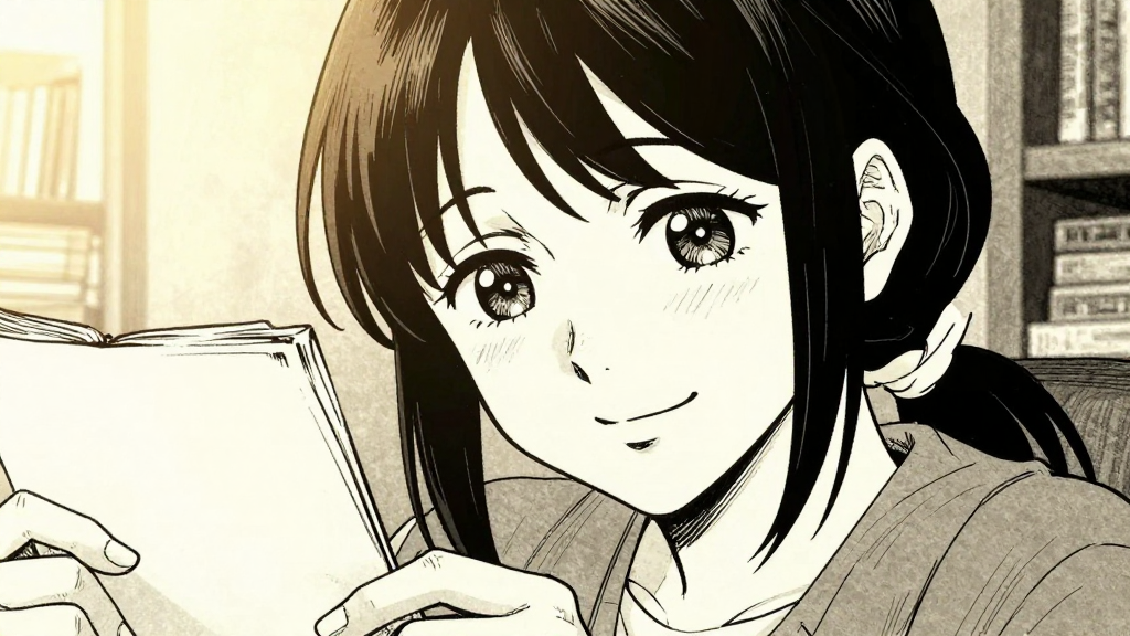 Eleanor’s knowing smile, hands gently holding a sketch.