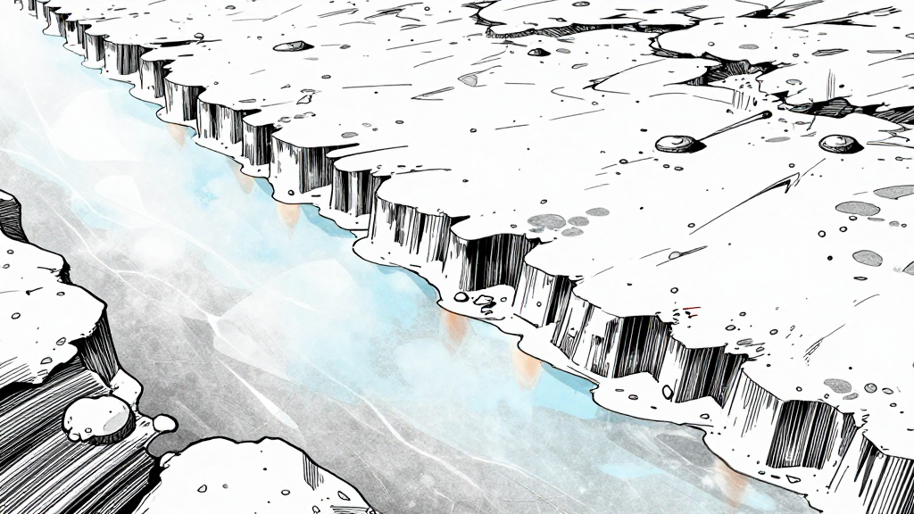 Pressure ridge ice field with the frozen Terror below.