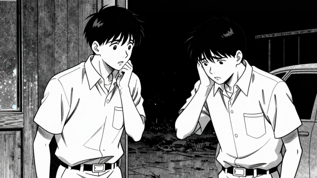 Karel finds the night guard outside, disoriented and trembling.