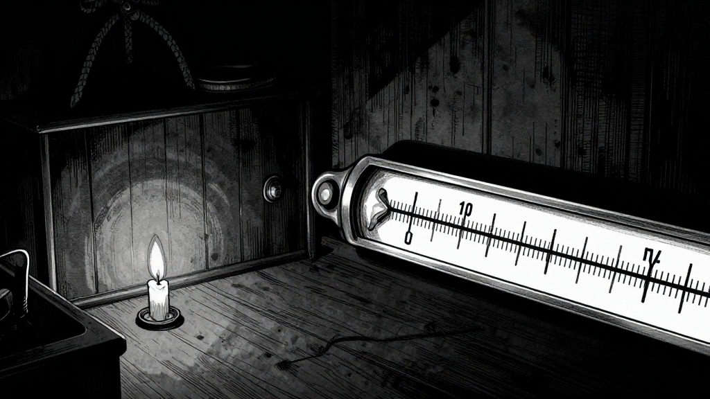 The brass scale shivers violently, the room dark and still.