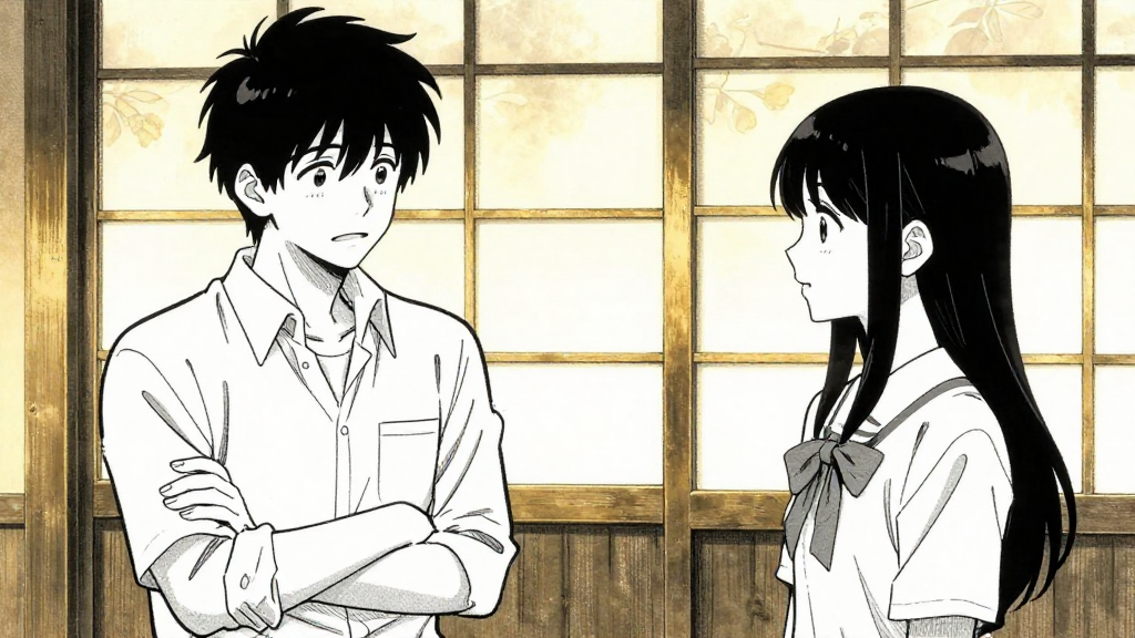 Hiroshi nods, arms crossed, looking between Kenji and Emi.