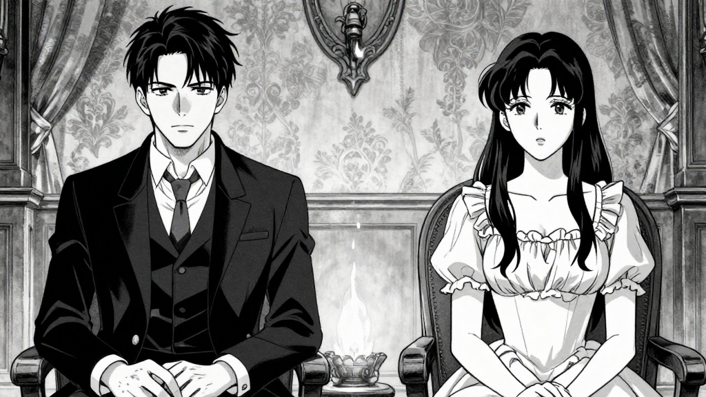 D'Éon and Pompadour sit in the chamber, both listening intently to the weight of the conversation.