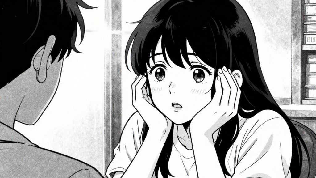 Amit listens intently, hands trembling, as Elena speaks.