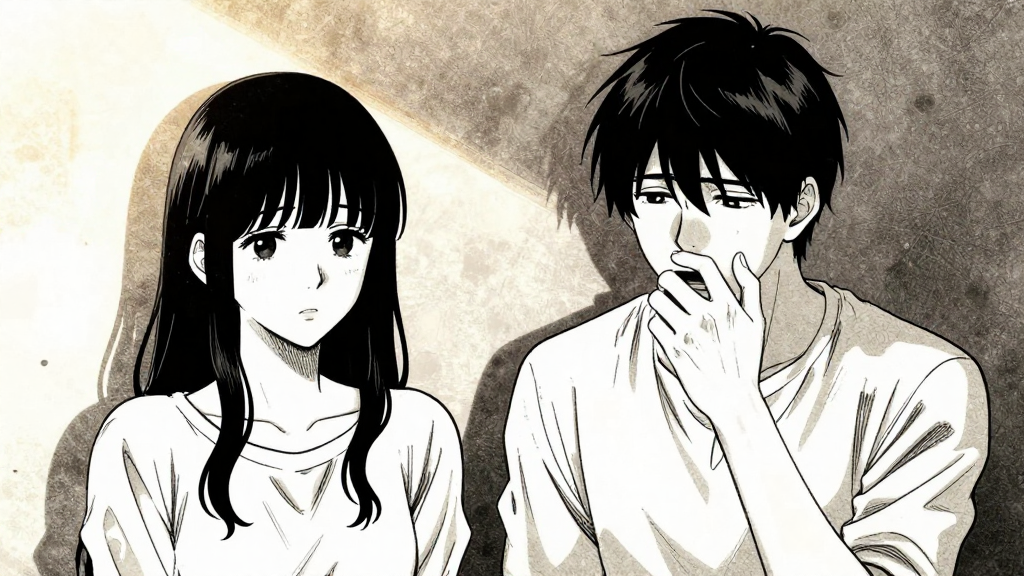 Elias and Clara, both reacting to Blackwood’s words. Clara’s face is pale, Elias’s trembling.