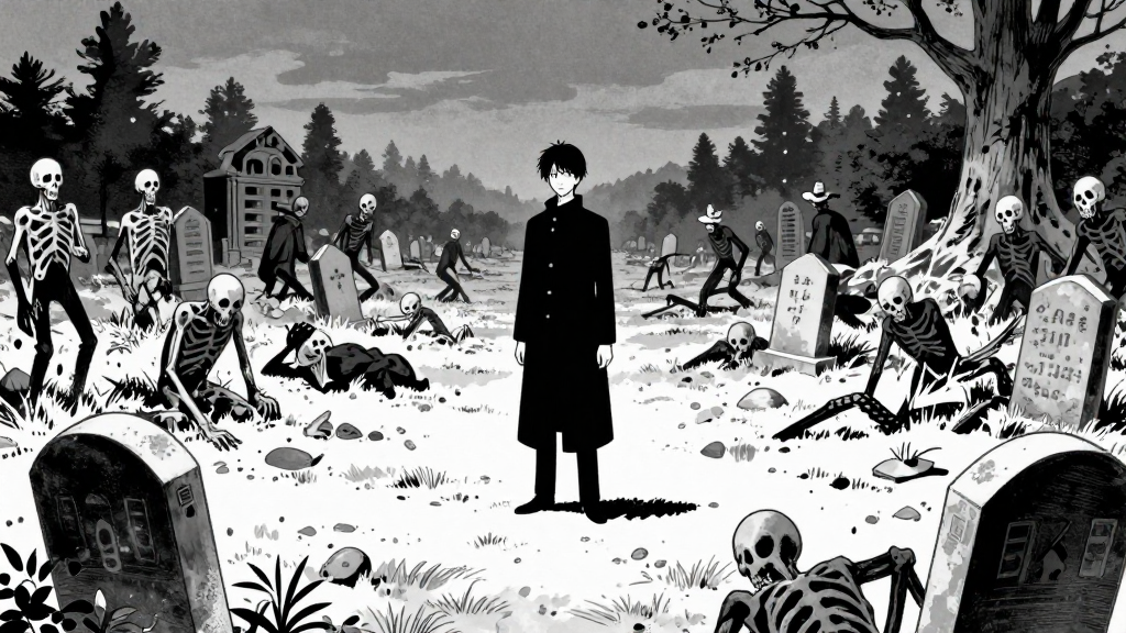 Elias stands in the center of the graveyard, surrounded by the risen dead asking the same question.