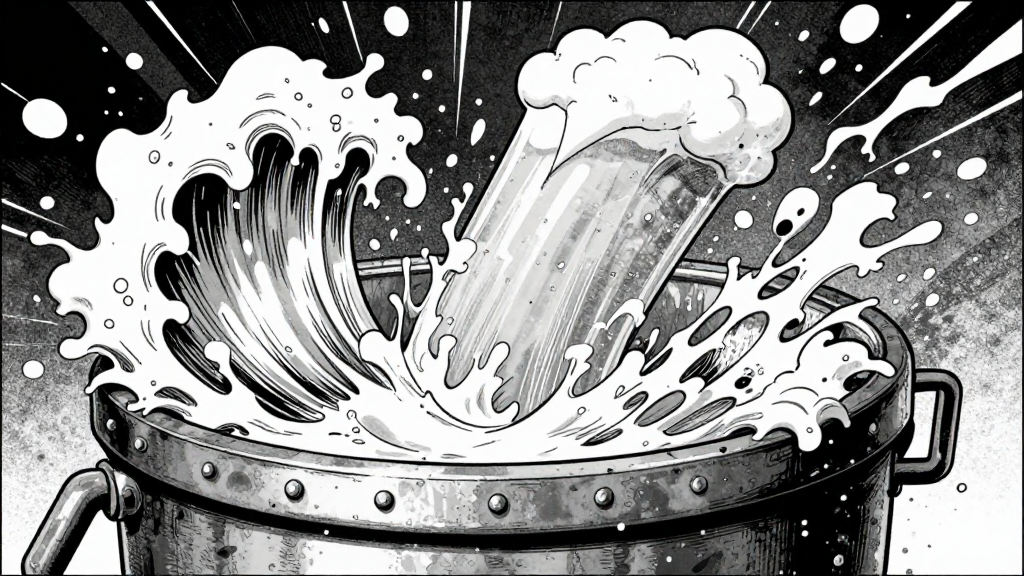 The first iron band snaps, the vat ruptures, and beer surges forth in a massive wave.