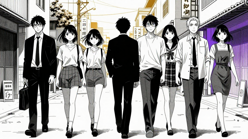 The group walks through shifting streets.