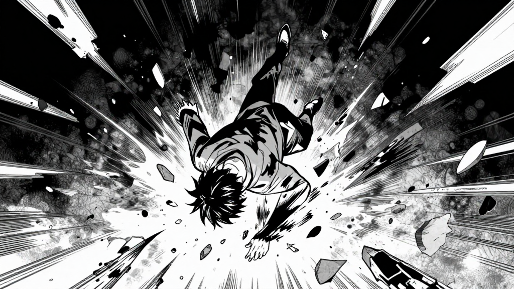 Nobles fall into the Abyss Below, gravity shifting, floating debris.