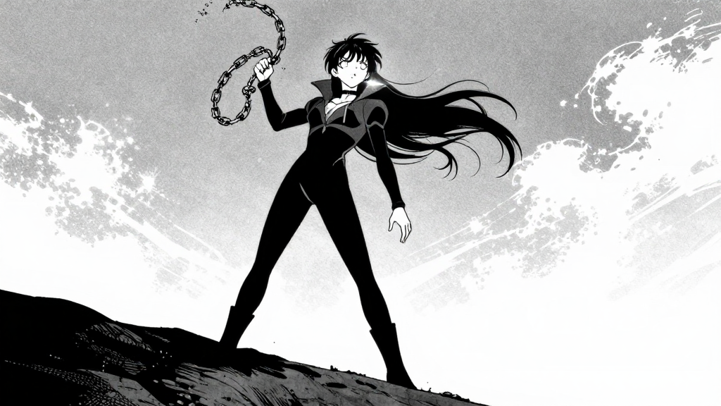 Mira stands at the edge of the Abyss, chains in her hand, eyes glowing with magic.