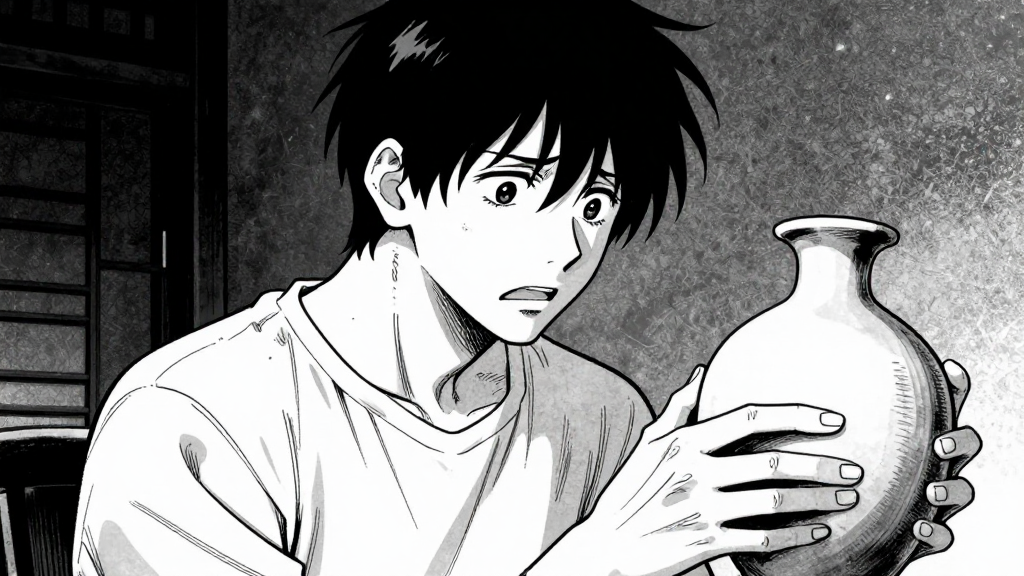 Silas looks at the vessel, his expression torn between guilt and resolve.