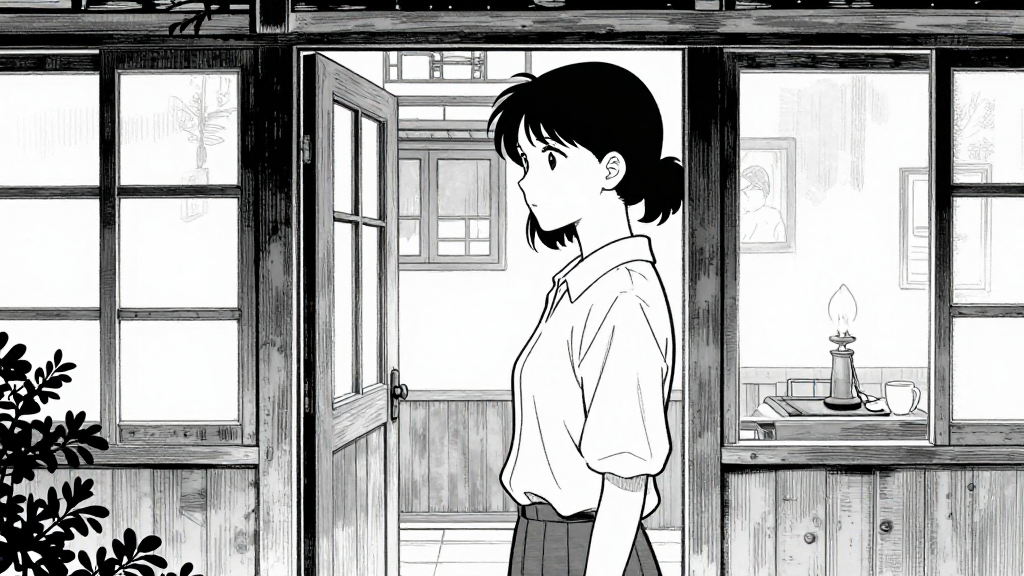 They arrive at Agnes’s house, where Agnes stands waiting.