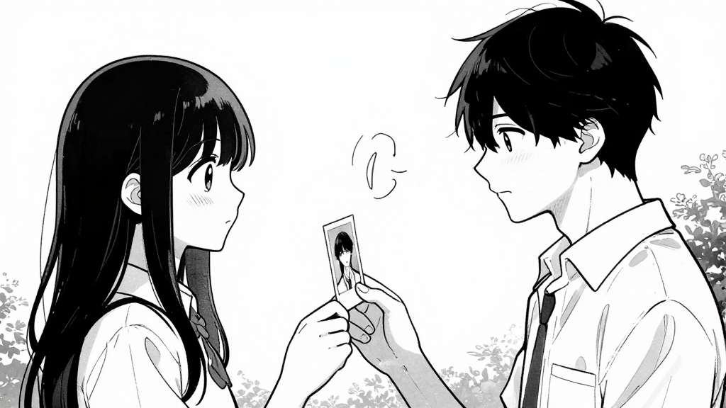 Eun-ji and Min-ho face each other, Eun-ji holding a photograph.