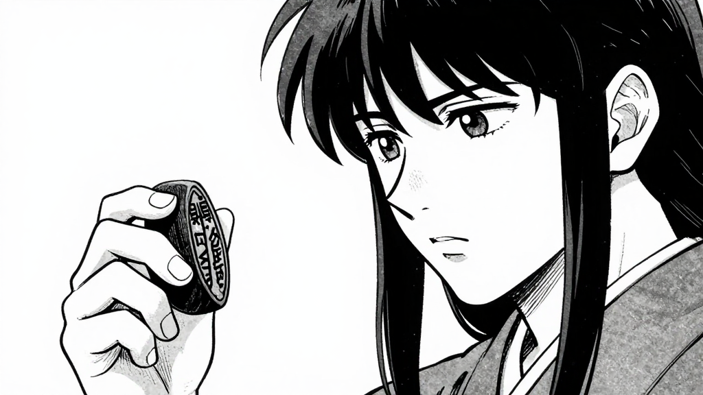 Kenshin’s face, conflicted, as he looks at the seal and then at Yuki.