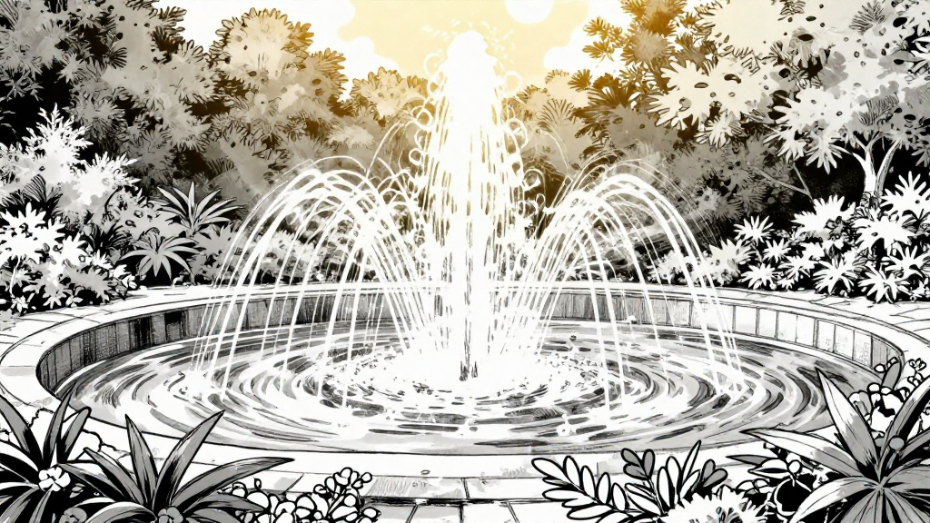 The garden trembles, water fountains pulse with energy.
