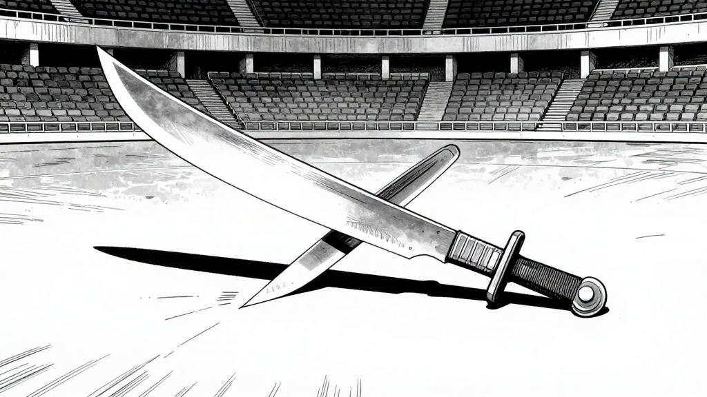 The blade snaps in two. Silence falls over the arena.