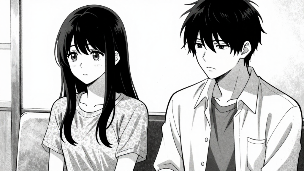 Emi speaks softly, Kenji’s posture slightly more open.