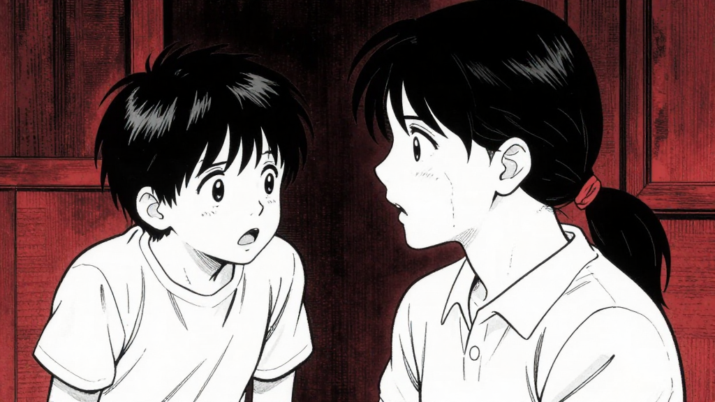 Kaelo’s memory of his mother being erased, his child self watching.