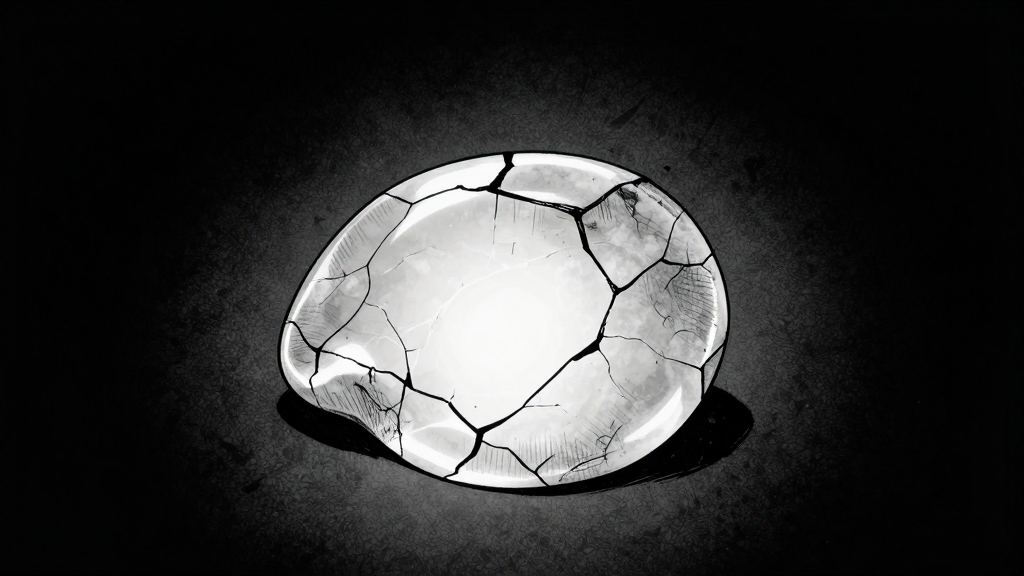 A single jade piece glowing in the center of the screen, cracked with ancient time. The rest of the screen is dark.