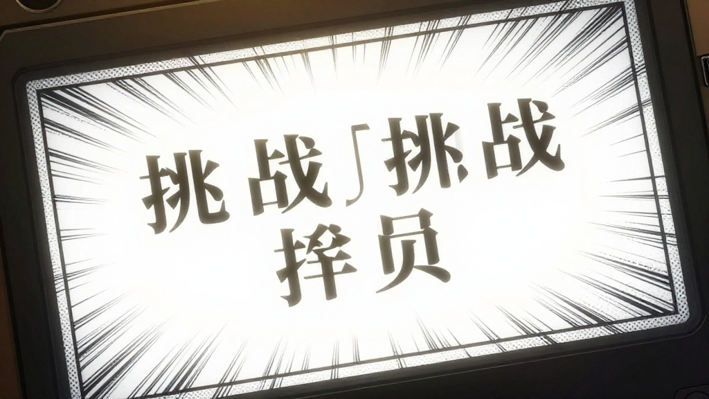 Screen showing a challenge notification in classical Chinese, glowing with ancient light.