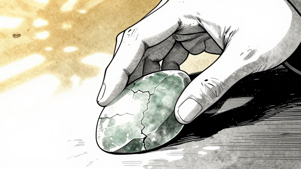 Qin Shihuang’s hand places a jade piece, which visibly ages and cracks as it lands.