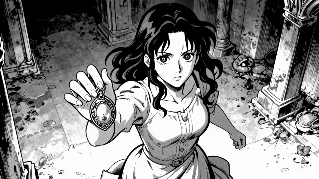 Clara flees the crypt, the locket cold in her hand. The crypt recedes behind her.