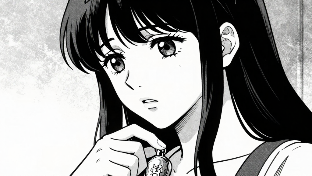 Clara touches the locket at her neck, her face a mix of fear and determination.