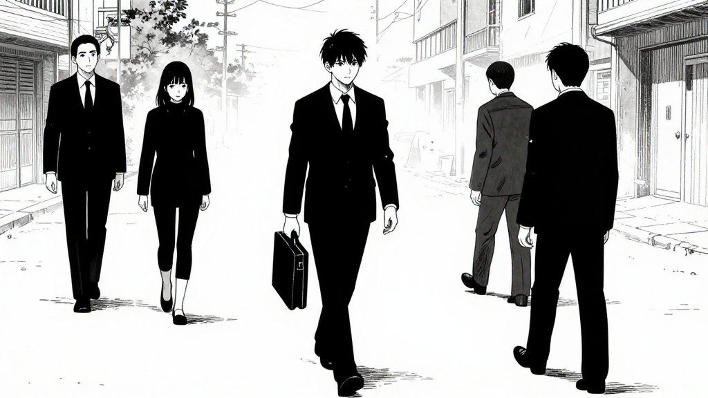 Debt collectors walk out, boots echoing, leaving silence behind.