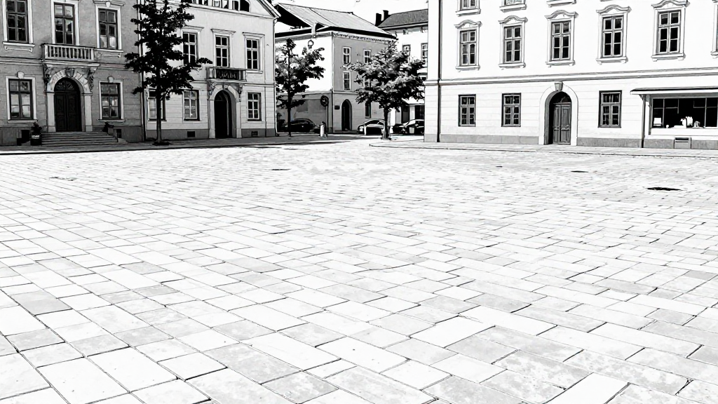 Empty Austurvöllur Square, silent and devoid of movement.