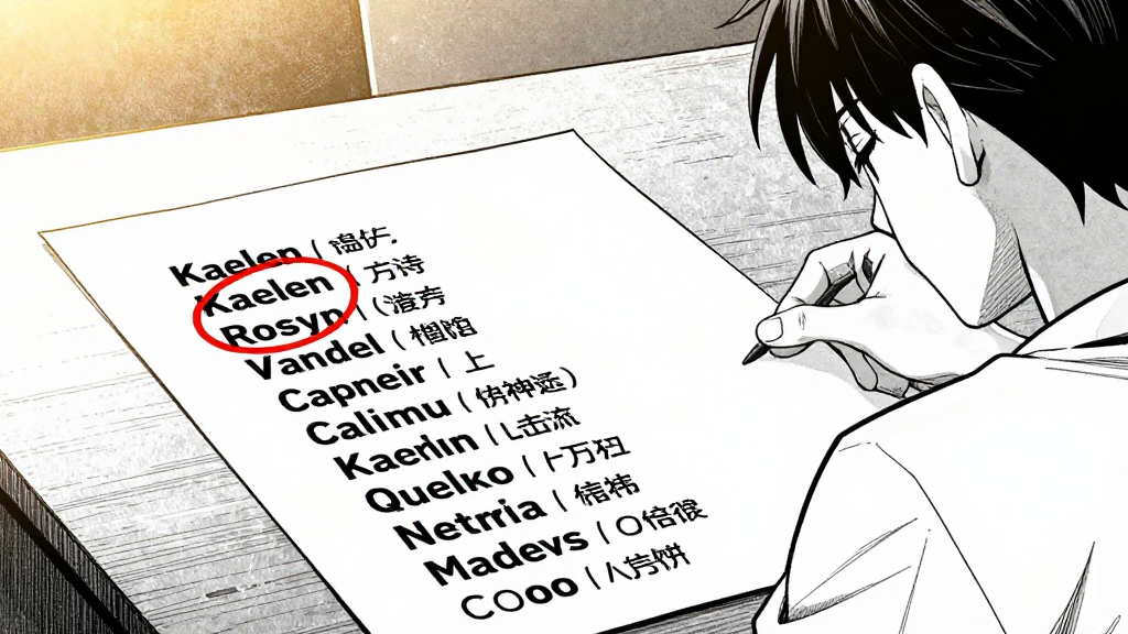 A list of names sits on a table, Kaelen’s name circled in red.