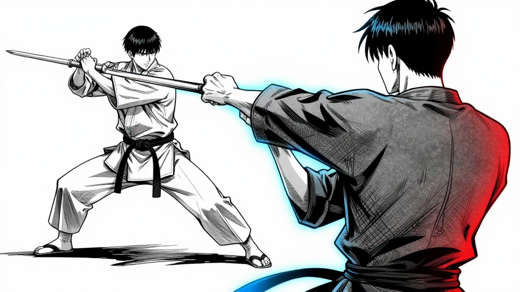 Cassian executes a defensive kata from Ludus Magnus, evading Dax’s attack.