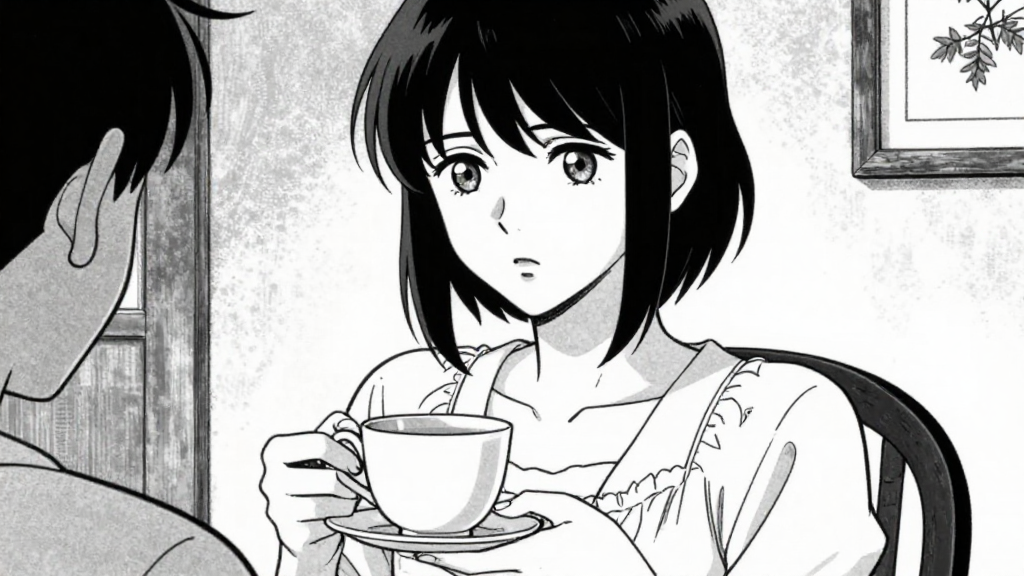 Agnes offers tea. Catherine’s eyes are wary and searching.