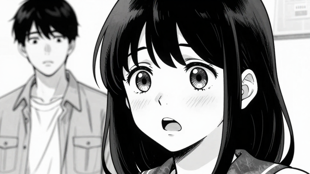 Eun-ji’s face shows shock as she sees Min-ho approaching.