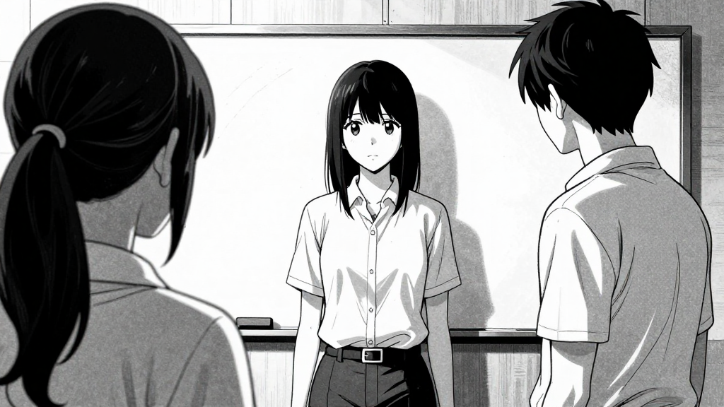 Jin and Kora stand beside Maya, offering guidance as she stands in the center of the board.