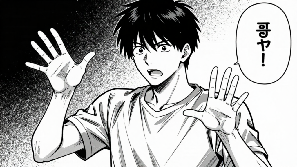 Jin explains the rules of the game with animated gestures.