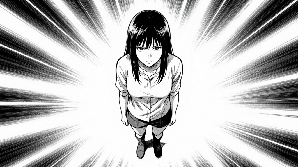 Maya hesitates, standing at the center of the board as it pulses around her.