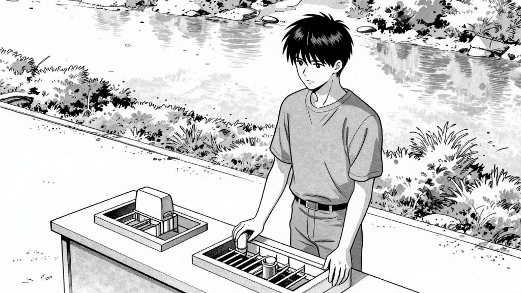 Morrison stands at the processing table. Min-ho’s gaze is fixed on the southern bank.