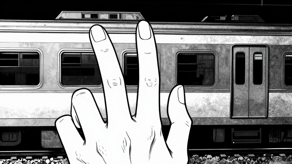 Elena’s fingers stop mid-check as the train goes dark.