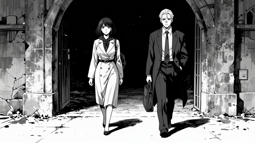 Katarina and Dr. Keller leave the catacombs, the darkness behind them.